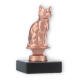 Trofeo figura de metal gato bronce sobre base de mármol negro 11,5cm