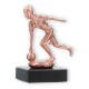 Trophy metal figure skittles ladies bronze on black marble base 11,6cm