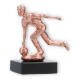 Coppa in metallo con figura di uomo che gioca a bowling in bronzo su base di marmo nero 11,4 cm