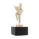 Troféu figura metálica dançando marijuana dourada sobre base de mármore preto 15,6cm
