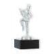 Coppa in metallo con figura di ragazza danzante argento metallizzato su base di marmo nero 14,6 cm