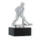 Coppa in metallo con figura di hockey su ghiaccio argento metallizzato su base di marmo nero 11,6 cm
