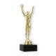 Pokal Kunststofffigur Sieger gold auf schwarzem Marmorsockel 21,6cm