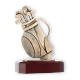 Trofeo figura zamak bolsa de golf oro viejo sobre base de madera de caoba 18,3cm