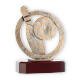 Troféu zamak figura de bowling em ouro velho de grinalda sobre base de madeira de mogno 18,5cm
