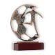 Troféu zamak futebol figura ouro velho sobre base de madeira de mogno 19,3cm
