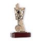 Trofeo figura zamak canasta baloncesto oro viejo sobre base madera caoba 23,0cm