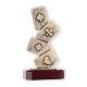 Trophy zamak figure card leaves old gold on mahogany wooden base 24,5cm