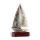 Coppa zamak figura sport barca a vela oro antico su base in legno di mogano 24,8cm