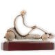 Trophy zamak figure go-kart old gold on mahogany wooden base 15,5cm