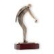 Trofeo figura zamak jugador petanca oro viejo sobre base madera caoba 25.2cm