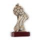Pokal Zamakfigur Fußballschuh mit Ball altgold auf mahagonifarbenen Holzsockel 23,3cm