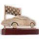 Coppa zamak figura auto sportiva oro antico su base in legno di mogano 15,8cm