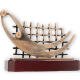 Trophy zamak figure goalkeeper old gold on mahogany wooden base 16,0cm