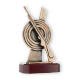 Trophy zamak figure clay pigeon shooting old gold on mahogany wooden base 22,8cm