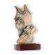 Trofeo zamak figura corredor utensilios oro viejo sobre base madera caoba 24,0cm