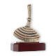 Trophy zamac figure curling old gold on mahogany colored wooden base 18,3cm