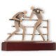 Trofeo zamak figura boxeador pelea oro viejo sobre base madera caoba 16,5cm