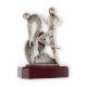 Trofeo zamak figura duathlon oro viejo sobre base de madera de caoba 19,3cm