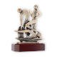 Coppa zamak figura triathlon oro antico su base in legno di mogano 19,0cm