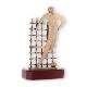 Trofeo zamak figura futbolista oro viejo sobre base madera caoba 23,5cm