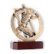 Trophy zamak figure runner in wreath old gold on mahogany wooden base 18,3cm