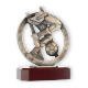 Trofeo zamak figura futbolista en corona oro viejo sobre base madera caoba 18,7cm