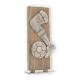 Troféu figura de zamak tiro prata sobre tábua de madeira 25,0cm