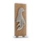 Pokal Zamakfigur Taube silber auf Holzbrett 25,0cm