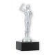 Trofeo figura de metal culturista plata metalizado sobre base de mármol negro 15,9cm