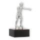 Troféu figura metálica de boxe amador de prata sobre base de mármore preto 13,5cm