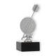 Trofeo figura de metal dardo plata metalizado sobre base de mármol negro 16,0cm