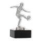 Trophy metal figure soccer ladies silver metallic on black marble base 13.3cm