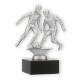Trophy metal figure duel silver metallic on black marble base 14,6cm