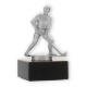Coupe Figurine métallique de hockey sur gazon argent métallique sur socle en marbre noir 11,5cm