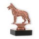 Trofeo figura metal perro pastor bronce sobre base marmol negro 11,5cm