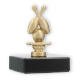Trophy metal figure cone crossed gold metallic on black marble base 10.8cm