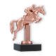 Coupe Figure métallique cavalier de saut d'obstacles bronze sur socle en marbre noir 13,5cm