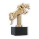Coupe Figure métallique cavalier de saut d'obstacles or métallique sur socle en marbre noir 15,5cm