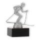 Trophy metal figure Alpine skiing silver metallic on black marble base 12,0cm