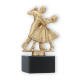 Coppa in metallo con figura di coppia danzante oro metallizzato su base di marmo nero 16,0cm