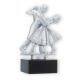 Coupe Figurine en métal Couple de danseurs argent métallique sur socle en marbre noir 15,0cm