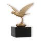 Coupe Figure métallique colombe volante or métallique sur socle en marbre noir 13,0cm