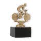 Troféu figura metálica de corrida de bicicleta metálica dourada sobre base de mármore preto 13,0cm