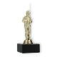 Trophy plastic figure angler gold on black marble base 16,8cm