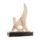 Trofeo zamak figura llama herradura oro y blanco sobre base de madera negra 26,7cm