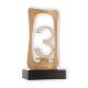 Trophées Zamak figure cadre numéro 3 or-blanc sur socle en bois noir 23,5cm
