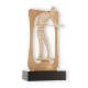 Troféu zamak figura emoldurar bilhar jogador de bilhar dourado e branco sobre base de madeira preta 23,5cm