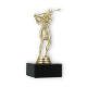 Pokal Kunststofffigur Golf Damen gold auf schwarzem Marmorsockel 16,0cm