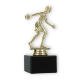Pokal Kunststofffigur Bowlingspielerin gold auf schwarzem Marmorsockel 15,7cm